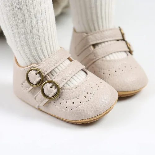 Vista 3 de QWZban Zapatos planos Mary Jane con Bownot antideslizante suela suave de piel sintética para recién nacidos, bebés, primeros caminantes