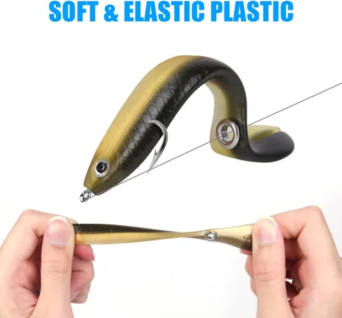 Vista 3 de Ainiv Bionic - Señuelo de pesca, suave kit de señuelos de pesca biónicos creativos y realistas, accesorio de pesca para agua dulce y salada