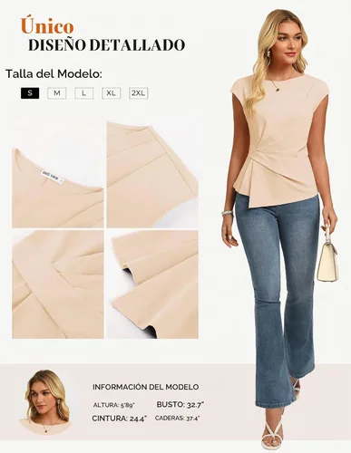 Vista 5 de GRACE KARIN Tops de verano 2026 para mujer, camisa elegante con peplum