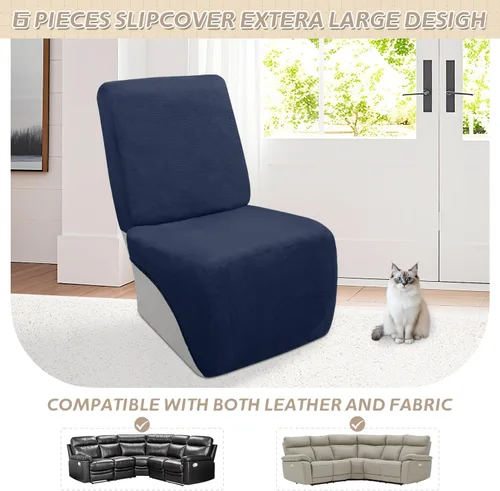 Vista 258 de Arfntevss Fundas de sofá seccional reclinable de terciopelo, Funda de sofá seccional de esquina para sofá reclinable, Funda elástica suave