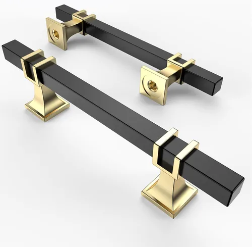 Vista 20 de Asidrama - Paquete de 10 manijas para alacena de 3 pulgadas (76mm) de color negro mate y dorado, tiradores para gabinete, accesorios para gabinete