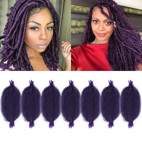 Vista 8 de Cabello afro trenzado elástico de 16 pulgadas, paquete de 3 marley twist para rastas falsas, trenzas rizadas de mariposa, cabello trenzado marley