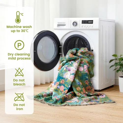 Vista 212 de MSGKV - Manta bohemia/primaveral de algodón para sofá y sala de estar, de gasa acogedora, de 50 x 60 pulgadas 50"x60" Cotton Throw, Woven Bird