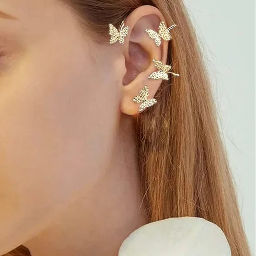 Vista 3 de Pendientes de plata para mujer, aretes de hoja perforada, ajustables, para niñas