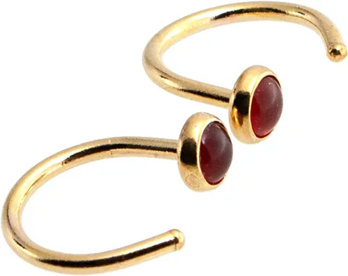 Vista 53 de Half Huggie Gold Hoop Earrings for Girls Women Tiny Cartilage Birthstone Stud Piercing Earring Hypoallergenic Earring Screw Back Dainty Hug Hoops