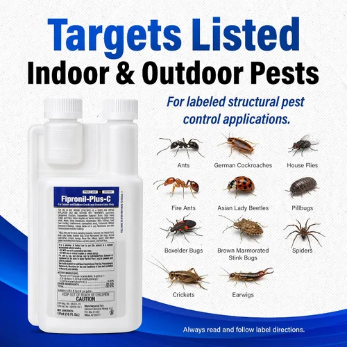 Vista 2 de Fipronil Plus-C concentrado insecticida, 16 onzas, hace 21 galones Mata cucarachas, hormigas, hormigas de fuego, insectos apestosos, arañas y más