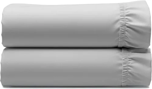 Vista 13 de California Design Den - Sábana bajera ajustable blanca, 100% algodón de 400 hilos, sábanas refrescantes de satén, no elástico que se desprende