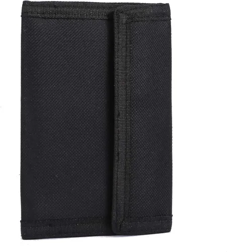 Vista 2 de Billetera de lona triple para deportes al aire libre para niños - Cartera de bolsillo frontal con cremallera, Negro2