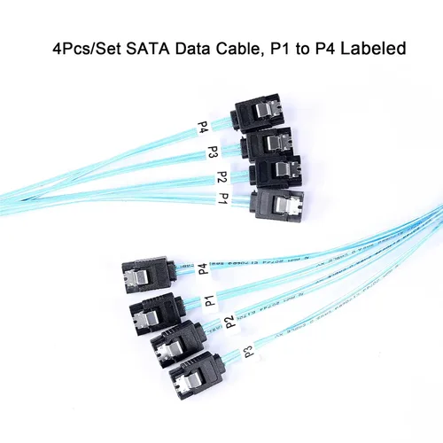 Vista 3 de ADCAUDX Cable SATA-III: 1.6 ft, 4 unidades/juego delgado SATA 6Gbps HDD SSD cable de datos incluido reemplazo para servidor Bitcoin computadora SSD