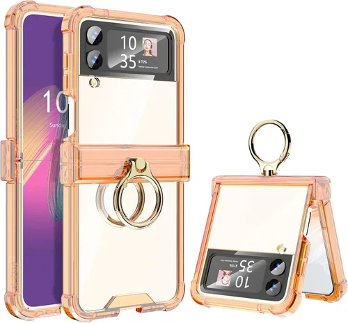 Vista 10 de Funda para Galaxy Z Flip 3 con protección de bisagra transparente para Samsung Flip 3 con función atril para Samsung Galaxy Z Flip 3 5G (2021)
