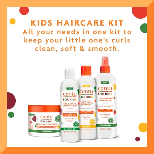 Vista 2 de Cantu Care for Kids - Juego de régimen de cuidado del cabello con champú de gran tamaño + acondicionador + desenredante + acondicionador sin