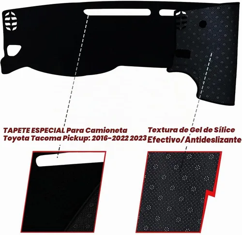 Vista 2 de Funda protectora para salpicadero interior compatible con Toyota Tacoma SR SR5 TRD Sport TRD Off-Road Limited y TRD Pro 2016-2023, protector