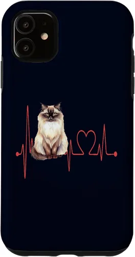 Vista 8 de Himalayan Cat Heartbeat EKG Funny I Love My Cat Case for iPhone 17