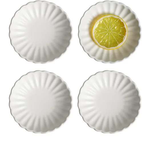 Vista 8 de Gaolinci Plato de cerámica con forma de flor de 3.5 pulgadas, mini condimento lateral, platos para servir aperitivos, juego de platillos pequeños