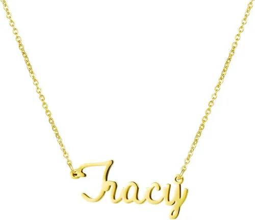 Vista 9 de Yiyang Collar con dije y nombre personalizable, de acero inoxidable, chapado en oro de 18 quilates, joyería para niñas, regalo de cumpleaños