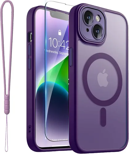 Vista 38 de ROYBENS Funda transparente mate para iPhone 12 Pro-Max compatible con Magsafe, protección completa de lente de cámara, protector de pantalla, correa