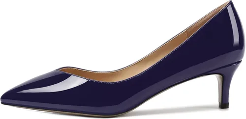 Vista 2 de AMBELIGHT Zapatos de vestir casuales para mujer, con puntera puntiaguda, patente, tacón bajo, zapatos de tacón bajo de 2 pulgadas