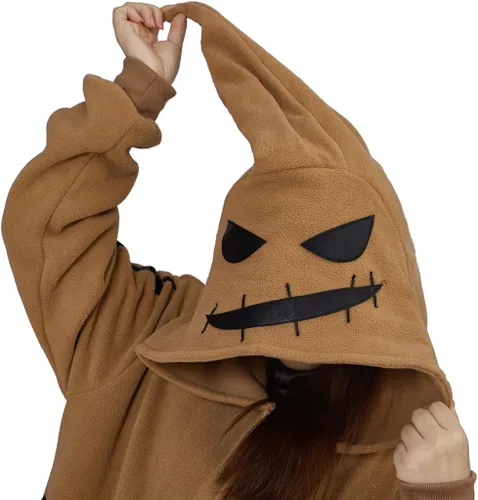 Vista 7 de Oogie Boogie - Disfraz unisex de pijama de Navidad para cosplay Marrón claro