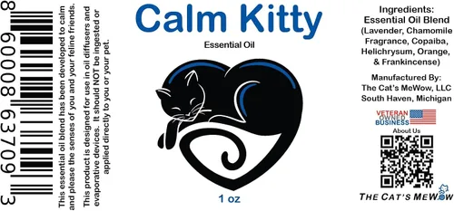 Vista 2 de The Cat's MeWow Calm Kitty - Aceite esencial calmante - Alivio natural del estrés y alivio de la ansiedad para gatos - Solución calmante sin drogas