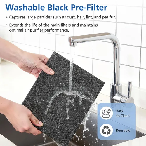 Vista 4 de LINNIW Filtro de repuesto TZ-K2 compatible con el purificador de aire ToLife TZ-K2, sistema de filtración 3 en 1 con carbón activado y prefiltro