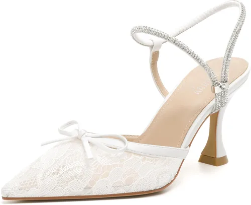 Vista 36 de Susanny - Zapatos de tacón bajo con strass para mujer, con punta puntiaguda, de tacón kitten, con cierre, ajustables, con correa, para vestido