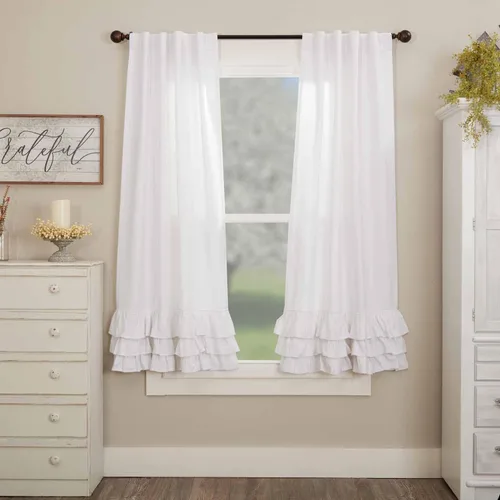 Vista 7 de Piper Classics Serenity - Cortinas de panel con volantes, juego de 2, 84 pulgadas de largo x 40 pulgadas de ancho, blanco nítido con volantes
