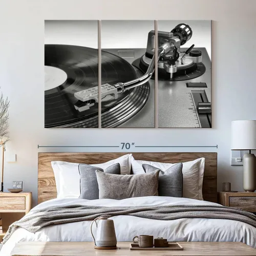 Vista 137 de Elephant Stock BW - Reproductor de discos de vinilo para pared, lienzo horizontal, decoración de pared de sala de estar de 3 piezas, impresión