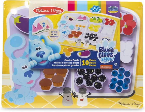Vista 6 de Melissa & Doug Blue's Clues & You! Rompecabezas grueso de madera - Comida para nevera (10 piezas)