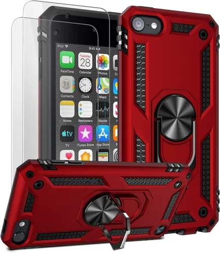Vista 11 de ULAK Funda compatible con iPod Touch 7/6/5 con 2 protectores de pantalla HD, híbrida resistente a prueba de golpes con soporte integrado para iPod
