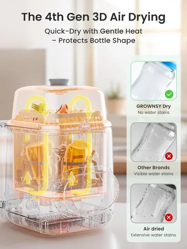 Vista 12 de Grownsy EaseClean - Lavadora de Biberones Pro Lavadora de biberones todo en uno y esterilizador y secadora Lavadora de biberones para biberones