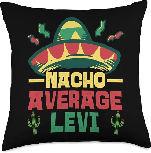 Vista 4 de Not Your Ordinary Name. Nacho Average Levi - Almohada (16 x 16 pulgadas), multicolor