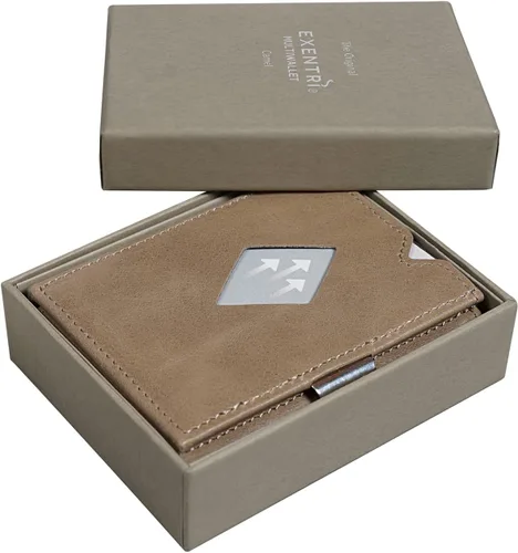 Vista 7 de Multiwallet con protección RFID con tarjetero con cierre a presión, Camello, Billetera triple