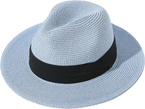 Vista 60 de Lanzom - Sombrero de paja playero para mujer, de ala ancha, plegable, estilo Fedora, UPF50+