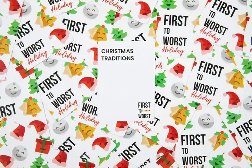 Vista 8 de FIRST TO WORST Juego de Fiesta Edición Navideña - Un Juego de Cartas Festivo Sobre Cómo Tus Amigos y Familia Clasifican las Cosas - Perfecto