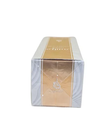 Vista 4 de KHADLAJ PERFUMES Marasim Al Shaikh Perfume árabe de lujo, botella de vidrio blanco y dorado, fragancia premium de Oriente Medio