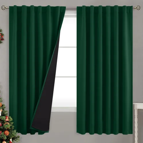 Vista 16 de BGment Cortinas 100% opacas beige de 63 pulgadas de largo con forro aislante térmico, bolsillo para varilla y lengüeta trasera de doble capa