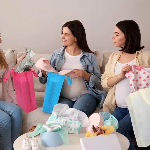 Vista 7 de Boao Paquete de 40 bolsas de compras reutilizables a granel de 14 x 10 x 4 pulgadas, bolsas de compras para comestibles, bolsas de tela no tejida