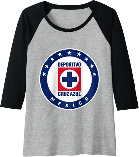 Vista 12 de Deportivo Cruz Azul Camiseta de béisbol raglán, Negro, S