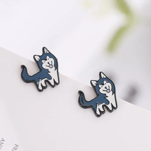 Vista 4 de Daisy - Pendientes de tuerca con esmalte para perro y cachorro, diseño de animales