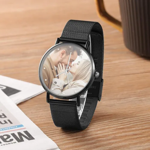 Vista 7 de JewelOra Reloj de fotos personalizado para mujeres y hombres reloj personalizado con imagen grabada relojes de pulsera de acero inoxidable regalos