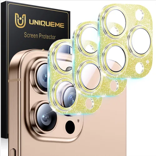 Vista 9 de UniqueMe para Paquete de 3 Protectores de Lente de Cámara para iPhone 15 Pro/iPhone 15 Pro Max, [Protección contra Caídas] [Compatible con Fundas]