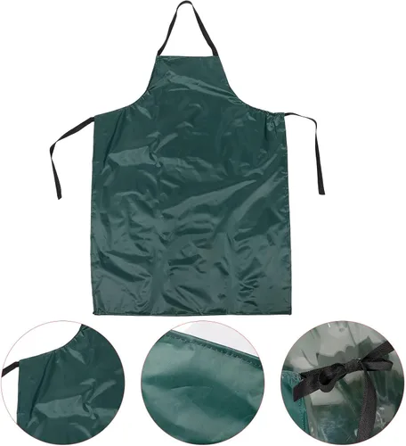 Vista 4 de SOLUSTRE Delantal de cocina para lavar platos y uso doméstico, delantal largo de trabajo de tafetán para hombres y mujeres para cocinar, jardinería