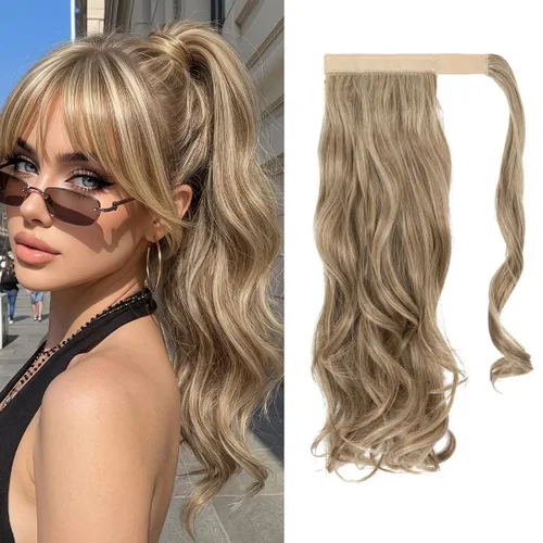 Vista 8 de CJL HAIR 14" Extensión de cola de caballo corta con cabello rizado y ondulado, clip en la cola de caballo, extensión de pelo sintético falso