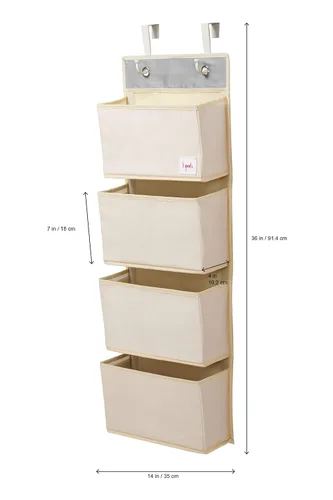 Vista 4 de 3 Sprouts Organizador de bebé sobre la puerta, almacenamiento esencial para el cuarto del bebé, soporte de animales de peluche y organizador de Oso