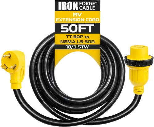 Vista 6 de Iron Forge Cable Cable de extensión RV de 30 amperios de 6 pies - 10/3 STW TT-30P a NEMA L5-30R 125v Cable de alimentación de RV resistente para uso