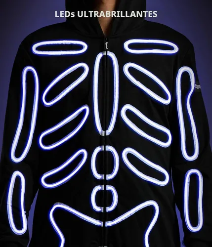 Vista 8 de Tipsy Elves Vestido ajustado de manga larga con esqueleto de Halloween para mujer Luz LED