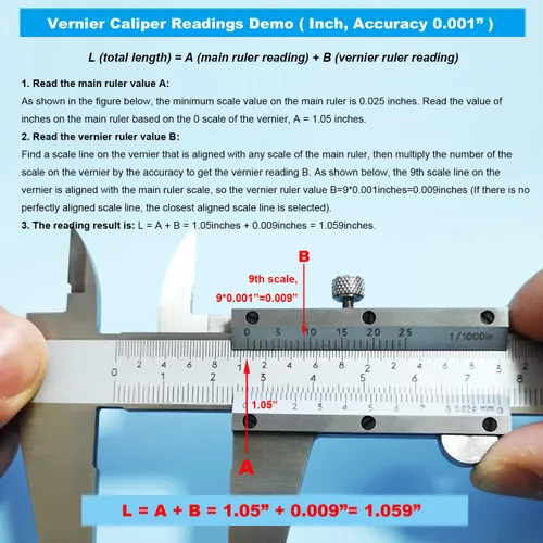 Vista 7 de Calibre Vernier micrómetro de 0-12 pulgadas, herramienta de medición de precisión de acero inoxidable (pulgadas/métrico), medición