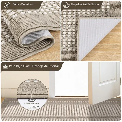 Vista 4 de Ileading Tapete para puerta de interior de 24 x 36 pulgadas, absorbente para perros, tapete de bajo perfil para entrada pequeño con respaldo de goma