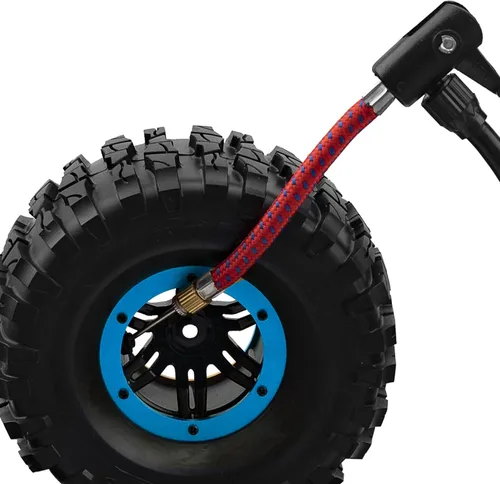 Vista 6 de Neumáticos de goma de 2.2 pulgadas inflables OD135mm y 0.472 in Hub hexagonal de plástico Beadlock llantas de rueda compatibles con Axial SCX10 Azul