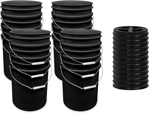 Vista 66 de ePackageSupply - Cubo de 5 galones, grado alimenticio, sin BPA, color negro y negro, 1 unidad Negro/Negro